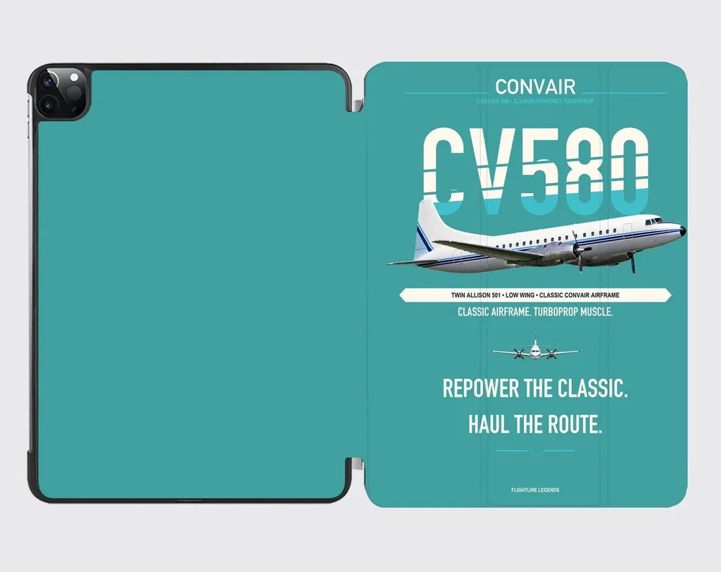 Convair 580 design on turquoise ipad tablet case