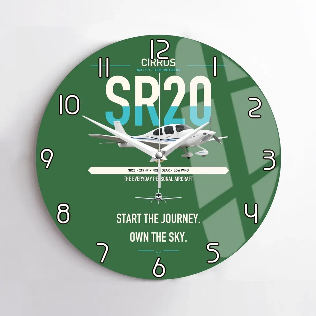 Cirrus SR20 design on green no frame wall clock