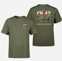 Thumbnail for Fiat CR.42 Falco design on green army t-shirt, double-side print