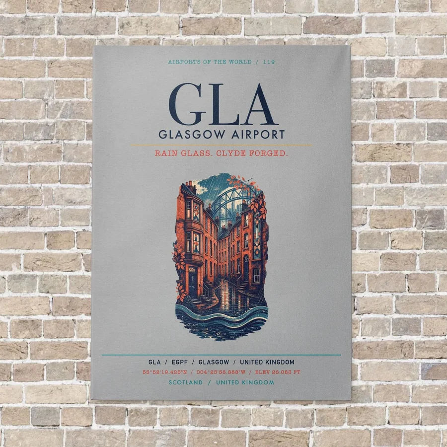 Glasgow Airport GLA vertical canvas print - no frame - light gray background