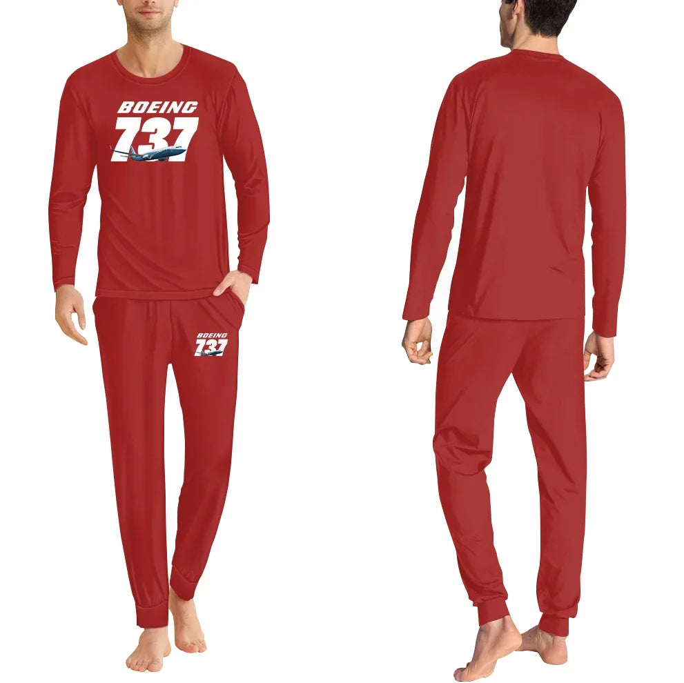 Super Boeing 737+Text men pajamas - Red