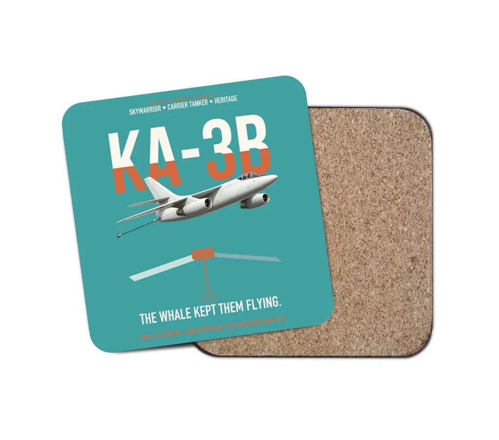 KA-3B Skywarrior design on turquoise 1 piece coaster