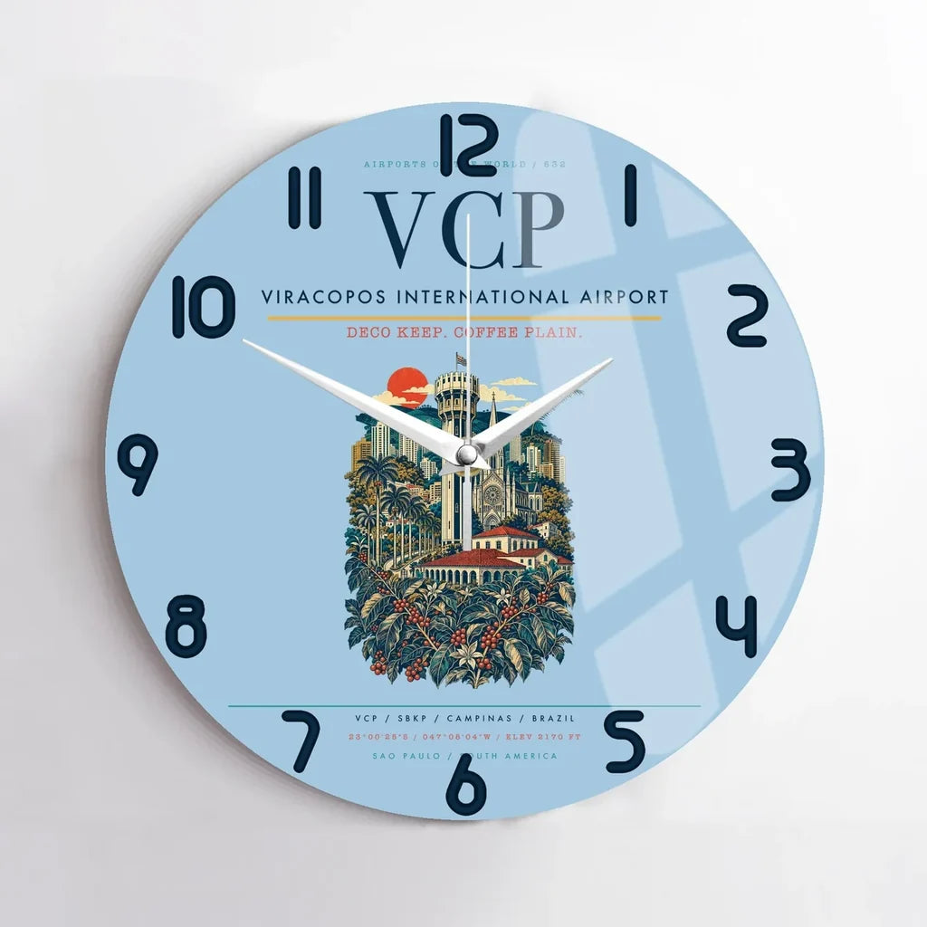 Viracopos International Airport VCP Wall-Clock No-Frame - Light Blue