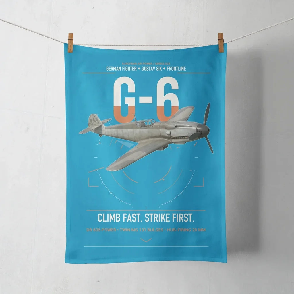 Messerschmitt Bf 109G-6 design on turquoise towel