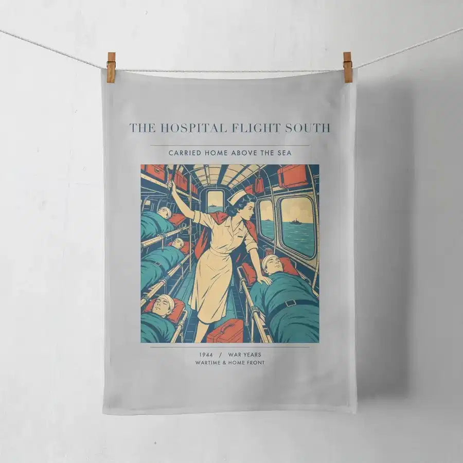 VINTAGE G4515 - The Hospital Flight South - Designed Towels design on lightgray