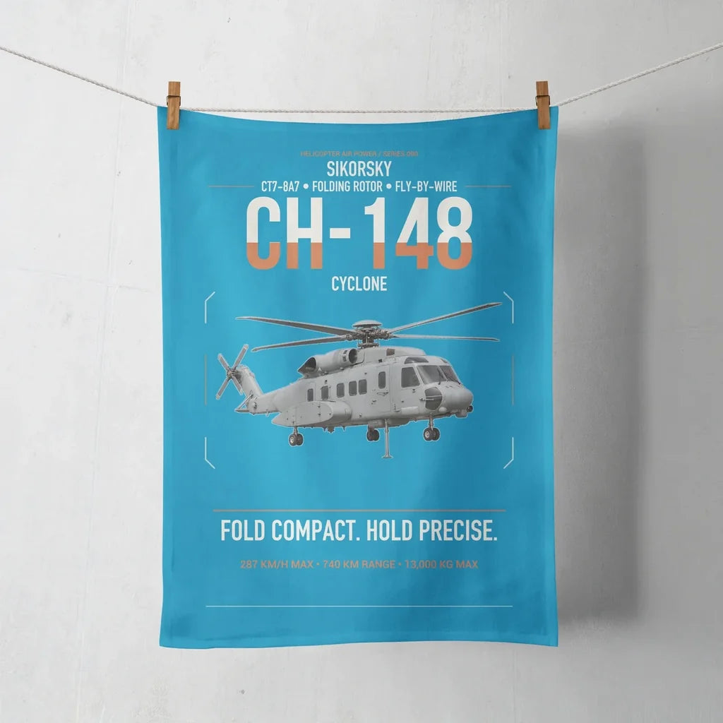 Sikorsky CH-148 Cyclone design on turquoise towel