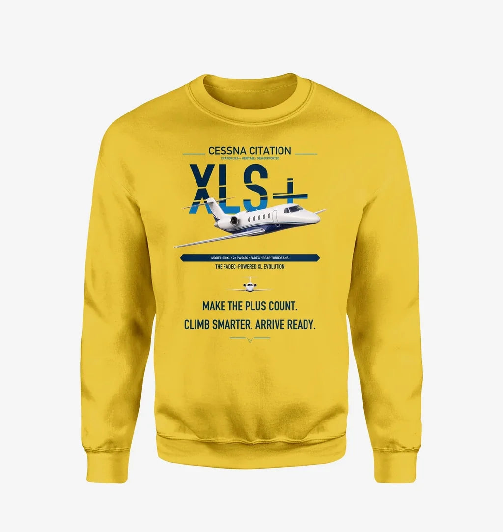 Cessna Citation XLSPlus design on yellow sweatshirt