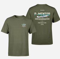 Thumbnail for Tecnam P-Mentor design on green army t-shirt, double-side print