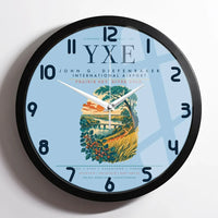 Thumbnail for Saskatoon John G. Diefenbaker International Airport (YXE) design on light blue framed wall clock