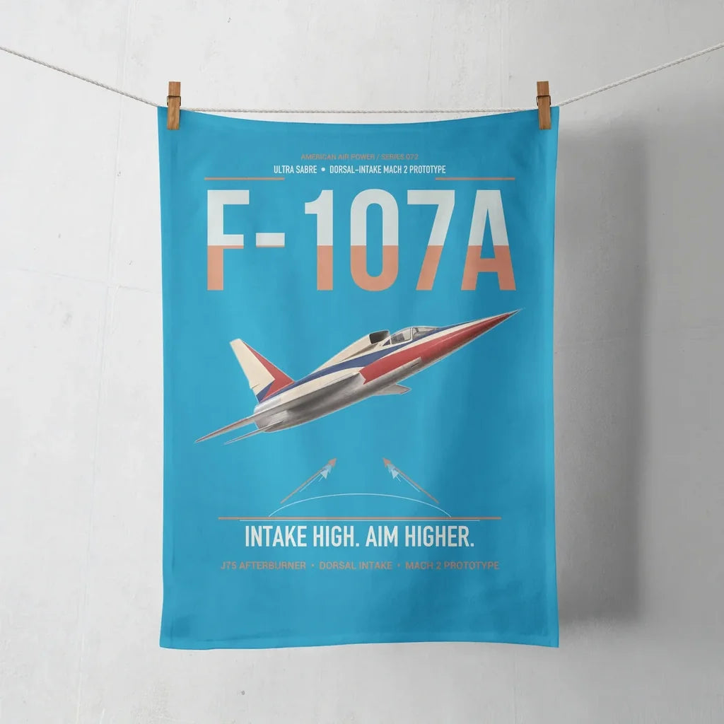 F-107A Ultra Sabre design on turquoise towel