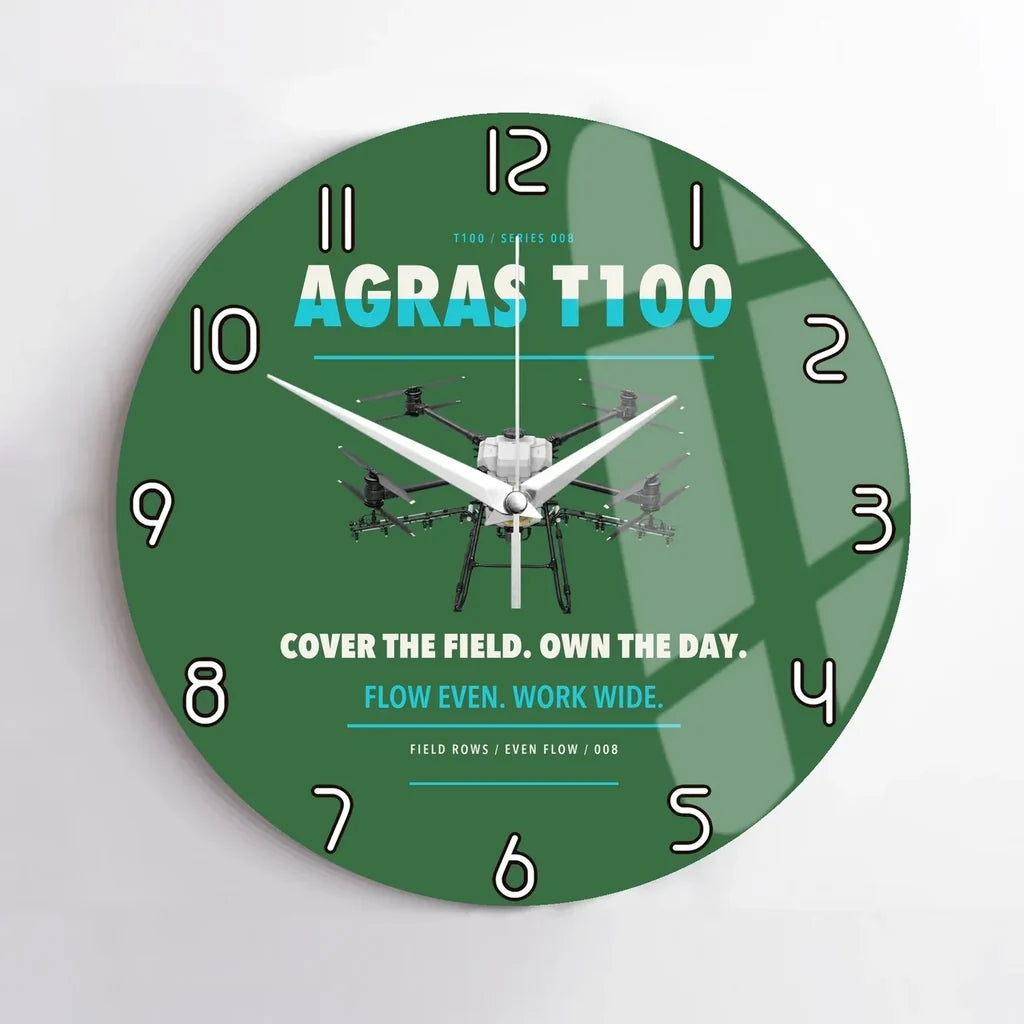 DJI Agras T100 design on green no frame wall clock