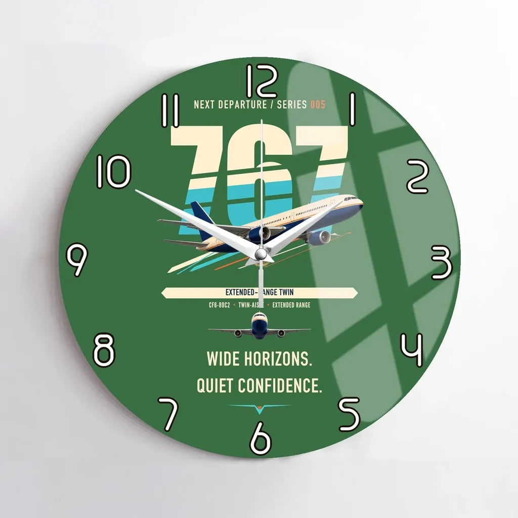 Boeing 767-300ER design on green no frame wall clock