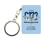 Thumbnail for Cessna 172 Skyhawk design on light blue designed key chain, double-side print