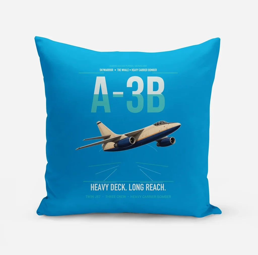 A-3B Skywarrior design on turquoise pillow