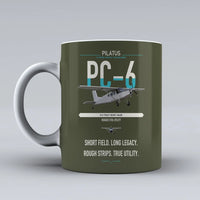 Thumbnail for Pilatus PC-6 Porter design on green army ceramic mug, double-side print