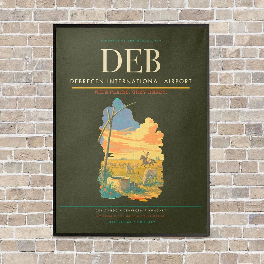 Debrecen International Airport DEB vertical canvas print - framed - green army background