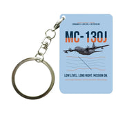 Thumbnail for MC-130J COMMANDO II design on light blue designed key chain, double-side print