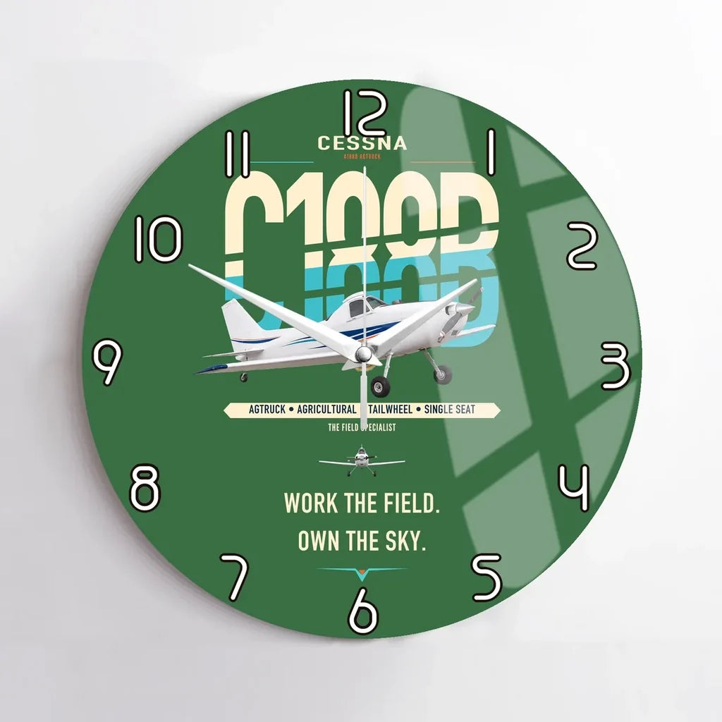 Cessna A188B AgTruck design on green no frame wall clock