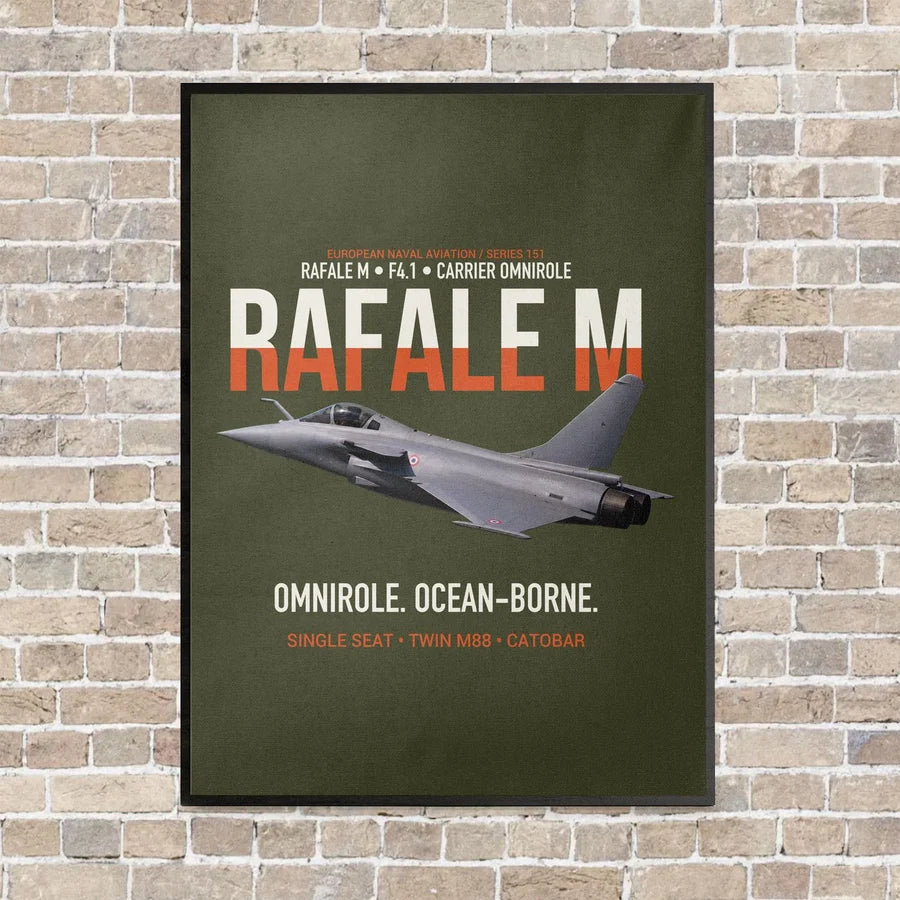 Dassault Rafale M F4.1 Carrier Omnirole Network vertical canvas print - framed - green army background