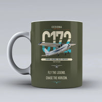 Thumbnail for Cessna 172 Skyhawk design on green army ceramic mug, double-side print