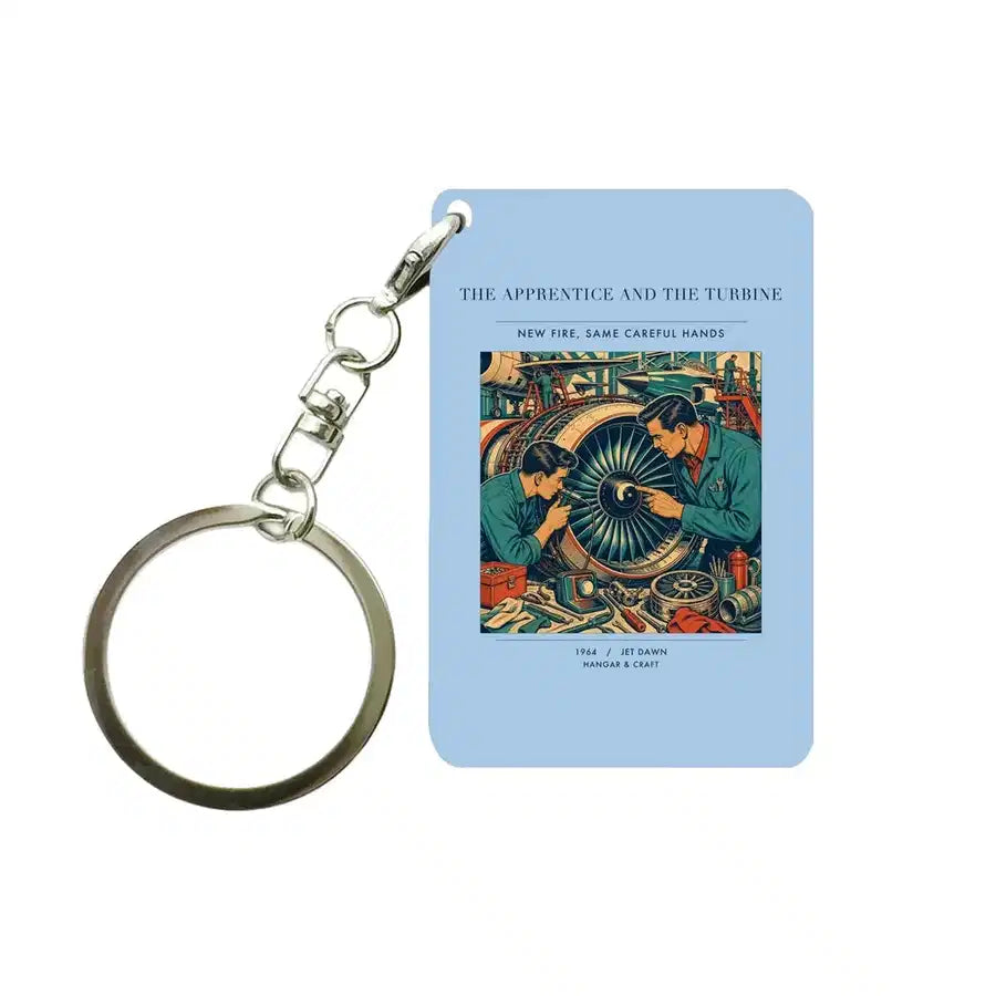 VINTAGE G4470 - The Apprentice And The Turbine - Designed Key Chain design on lightblue