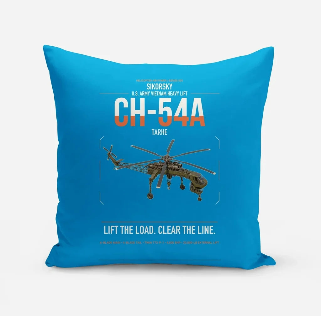 Sikorsky CH-54A Tarhe design on turquoise pillow