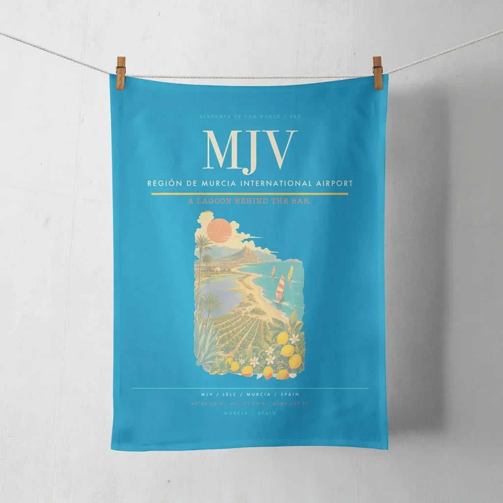 Región de Murcia International Airport (MJV) design on turquoise towel