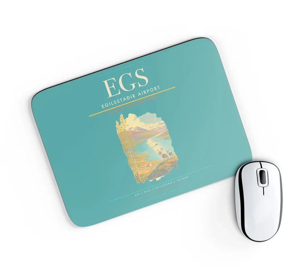 Egilsstaðir Airport (EGS) design on turquoise rectangle mouse pad