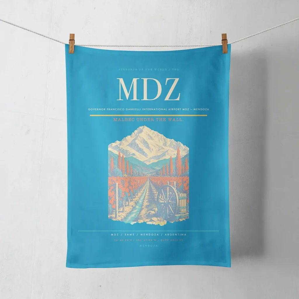 Governor Francisco Gabrielli International Airport (MDZ) design on turquoise towel