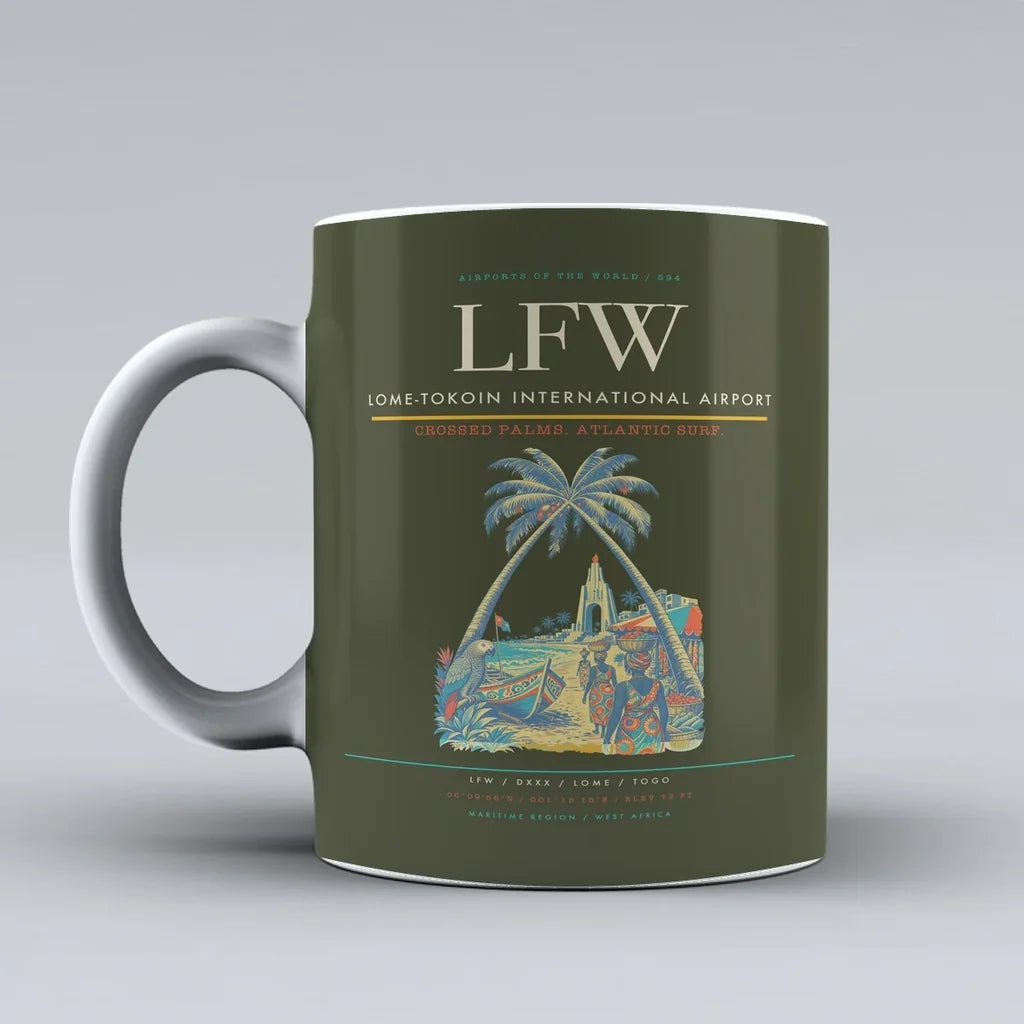 International Airport LFW Mug design on green army lome tokoin