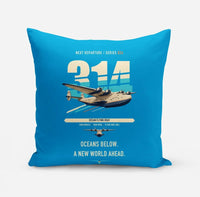 Thumbnail for Boeing 314 Clipper design on turquoise pillow