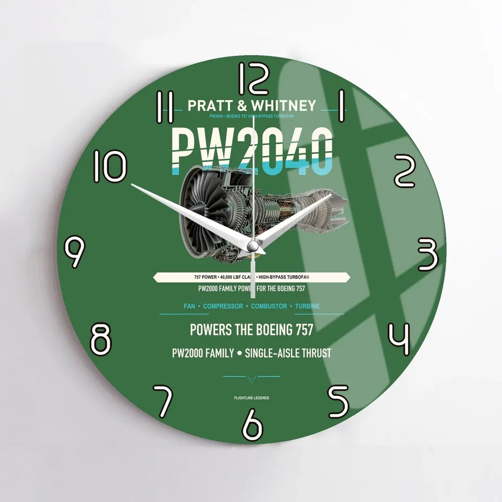 PW2040 design on green no frame wall clock