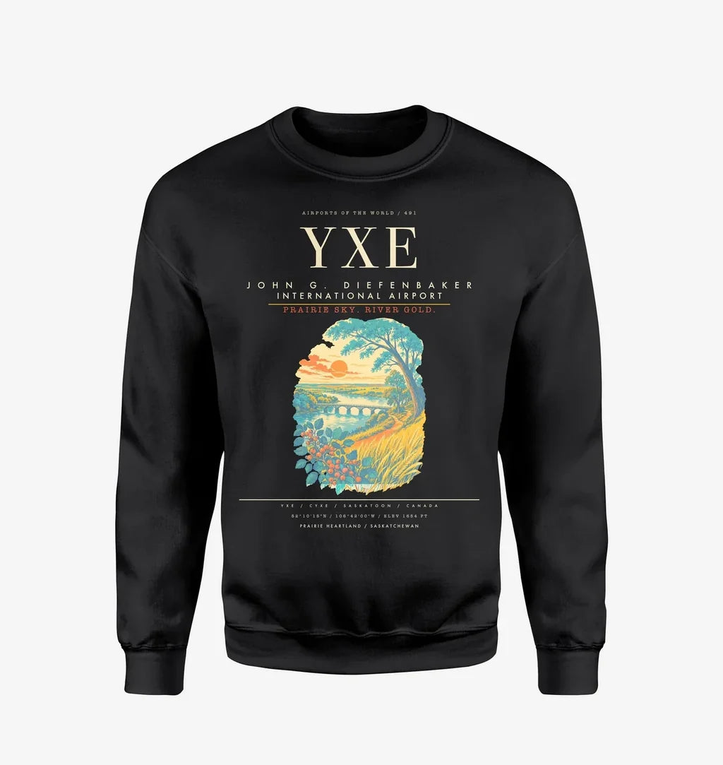 Saskatoon John G. Diefenbaker International Airport YXE Sweatshirt - Black