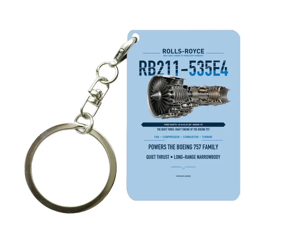 RB211-535E4 Key Chain design on light blue key chain