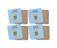 Thumbnail for Queen Alia International Airport (AMM) design on light blue 4 pieces set coaster