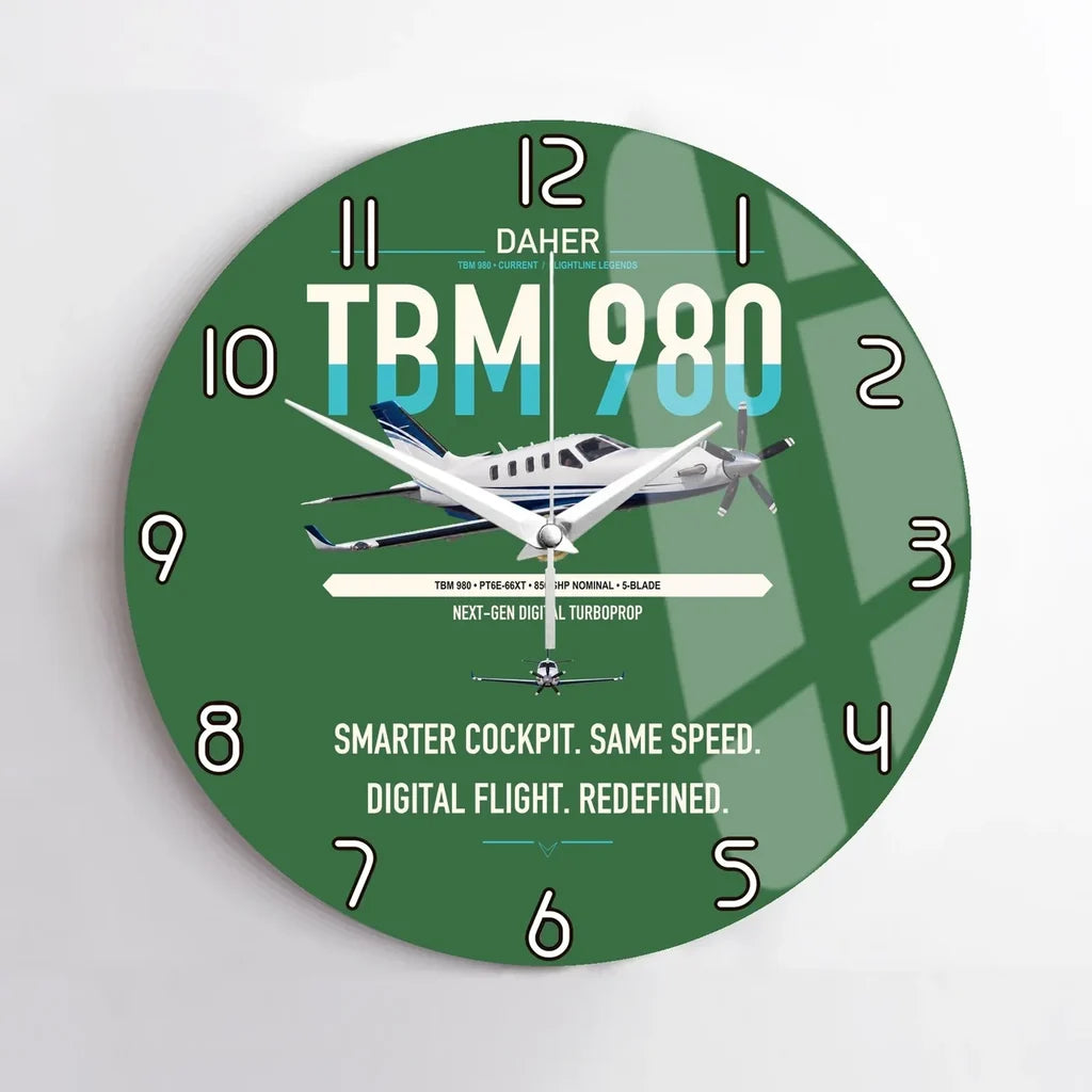 Daher TBM 980 design on green no frame wall clock