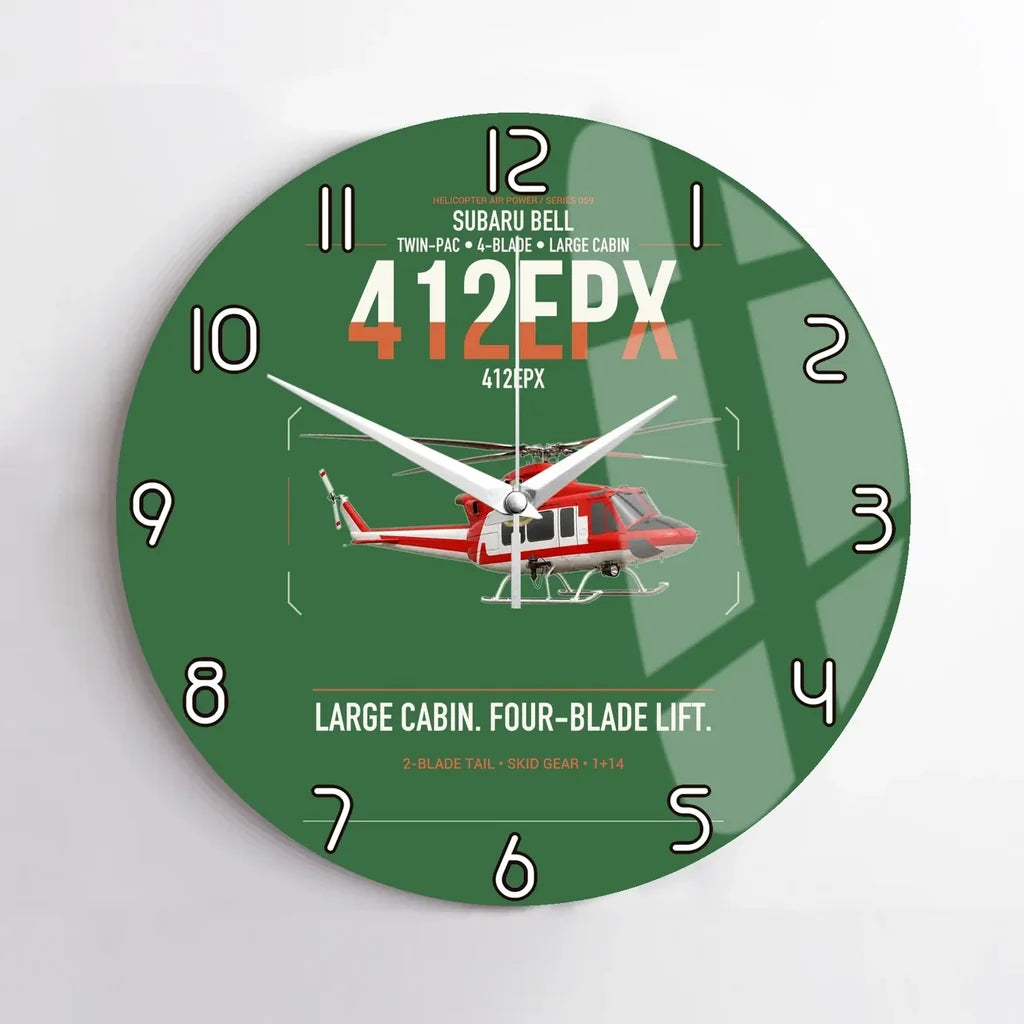 SUBARU Bell 412EPX design on green no frame wall clock