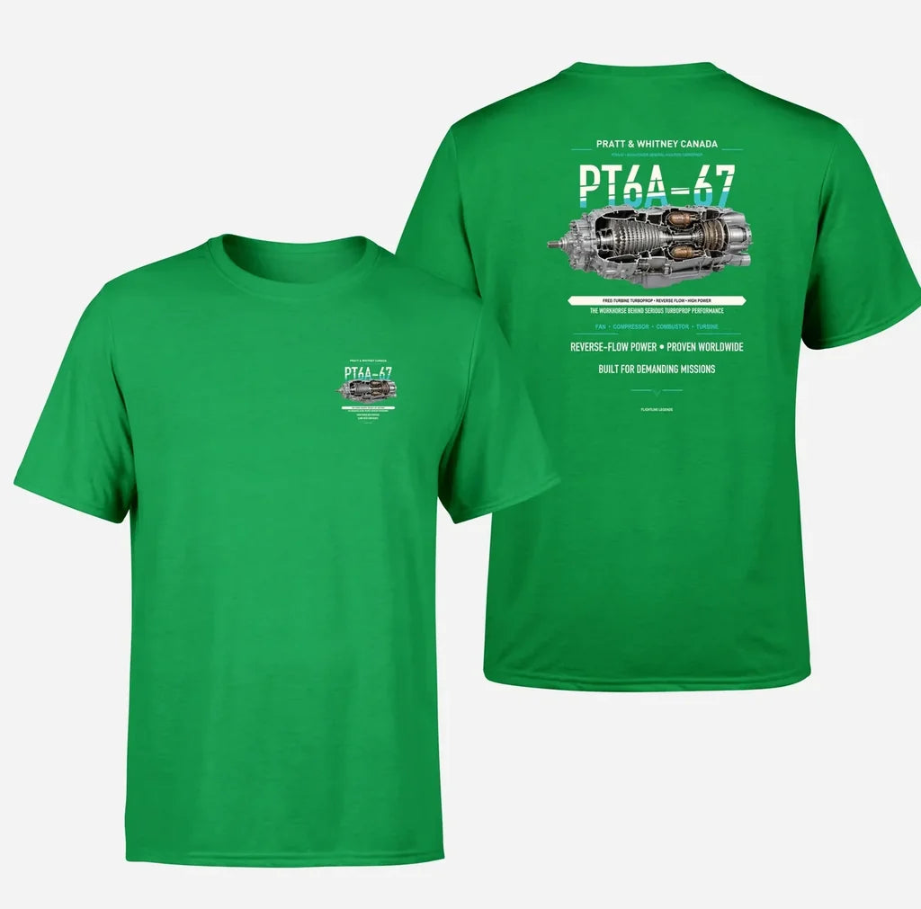 PT6A-67 design on green t shirt