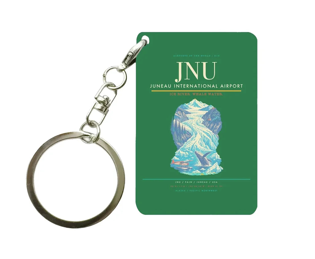 Juneau International Airport (JNU) design on green key chain