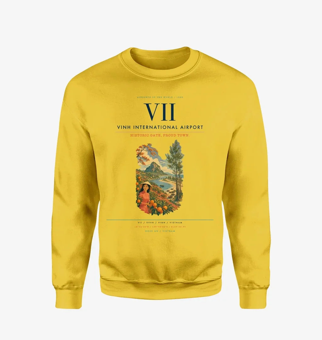 Vinh International Airport (VII) design on yellow sweatshirt