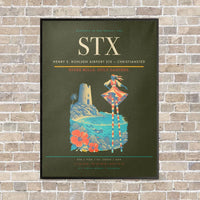 Thumbnail for Henry E. Rohlsen Airport STX — Christiansted vertical canvas print - framed - green army background