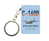 Thumbnail for Transall C-160D design on light blue designed key chain, double-side print