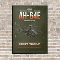 Thumbnail for Boeing AH-64E Apache Guardian vertical canvas print - framed - green army background