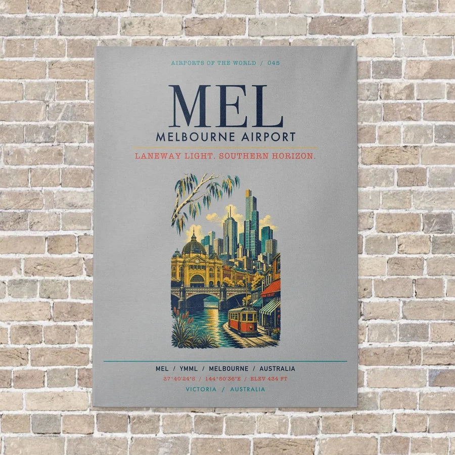 Melbourne Airport MEL vertical canvas print - no frame - light gray background