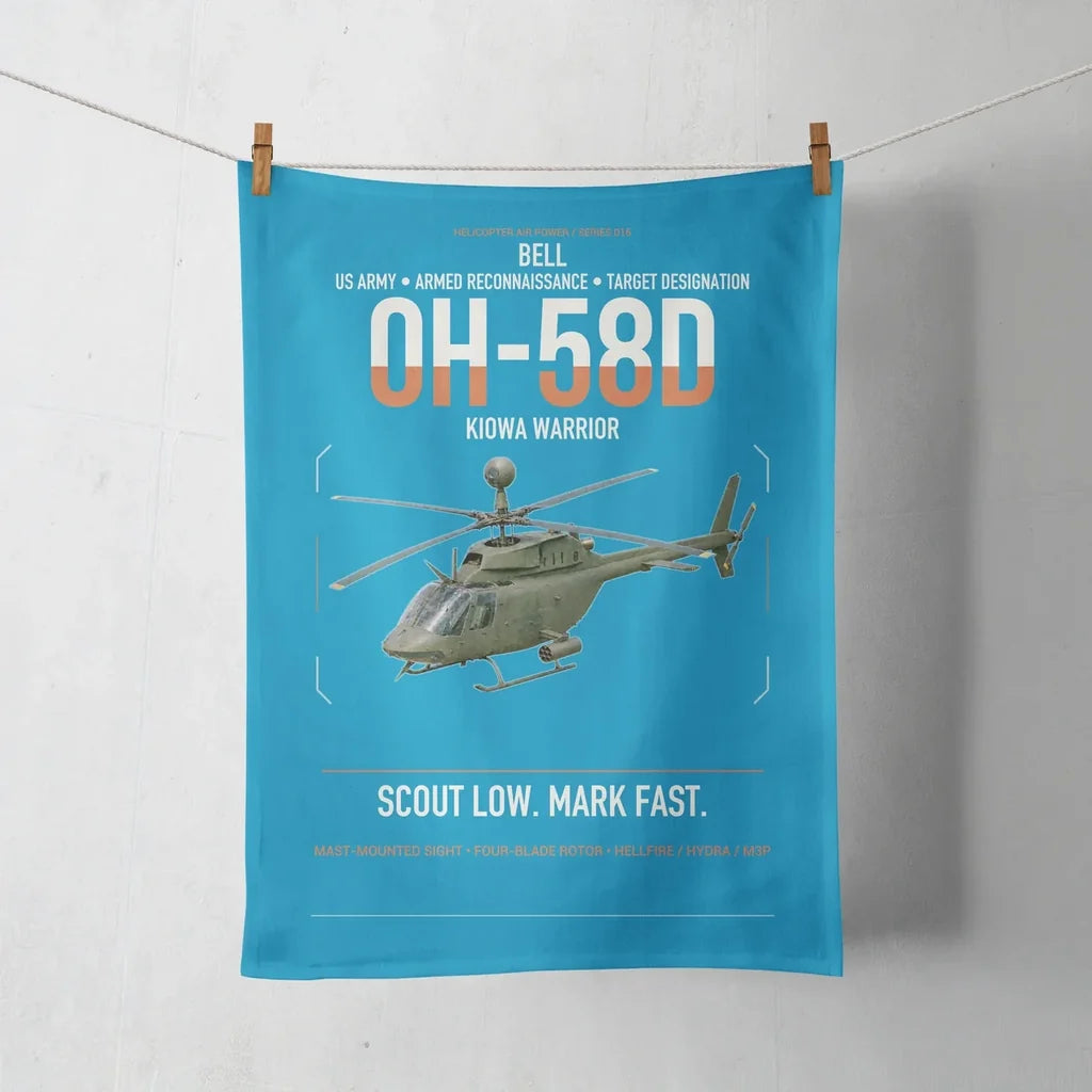 Bell OH-58D Kiowa Warrior design on turquoise towel
