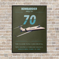Thumbnail for Bombardier Learjet 70 vertical canvas print - framed - green army background