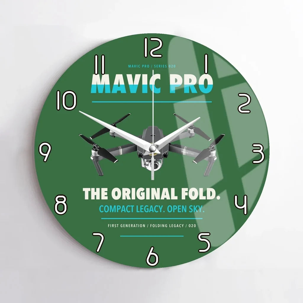 DJI Mavic Pro design on green no frame wall clock