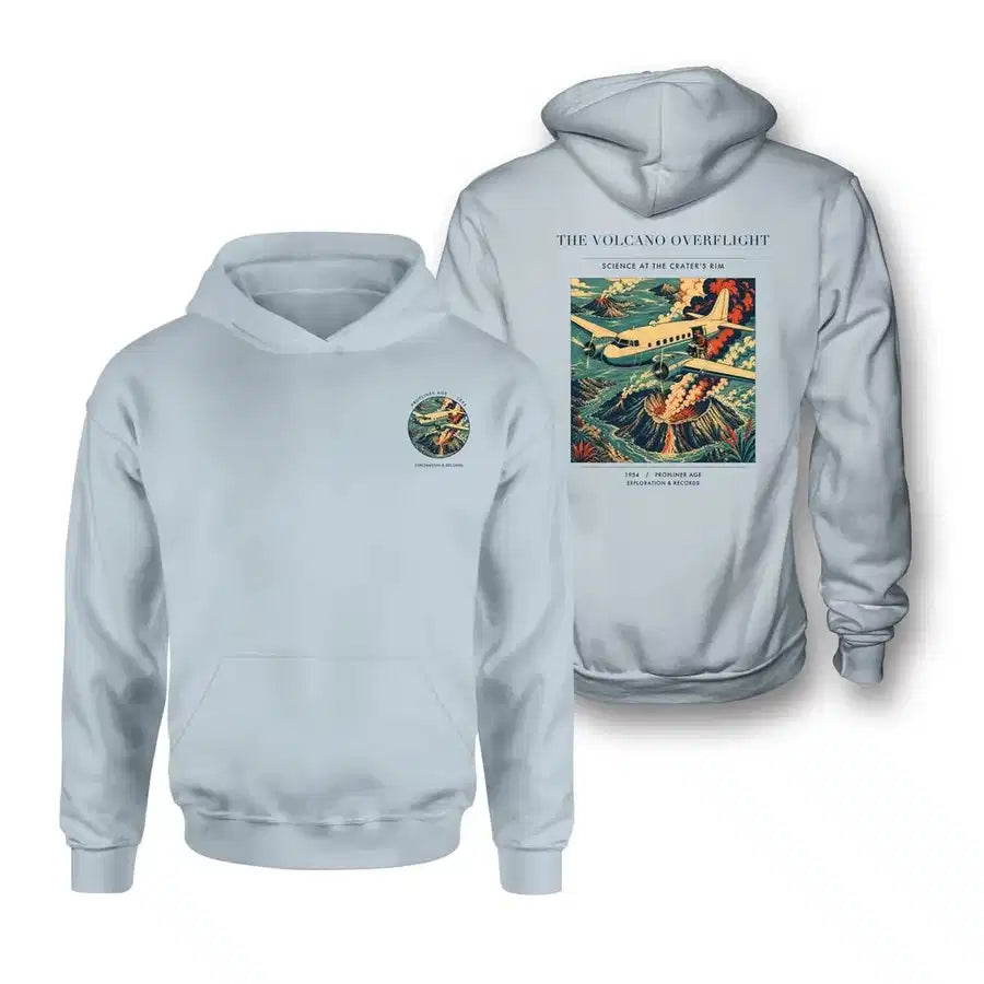 VINTAGE G4206 - The Volcano Overflight - Double-Side Hoodie design on lightblue double side