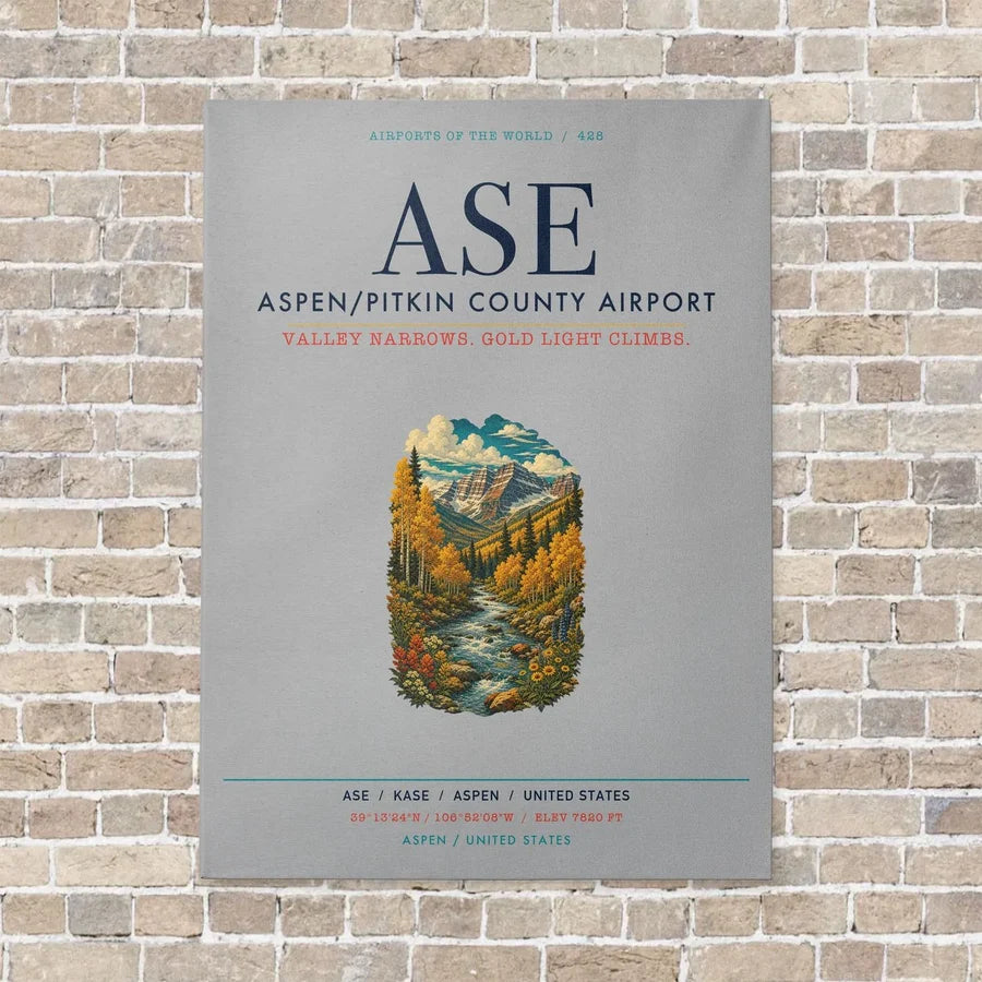 Aspen - Pitkin County Airport ASE vertical canvas print - no frame - light gray background
