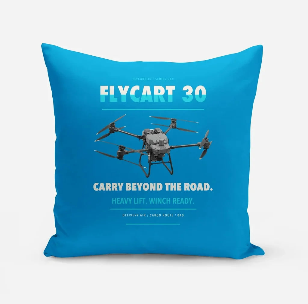 DJI FlyCart 30 design on turquoise pillow